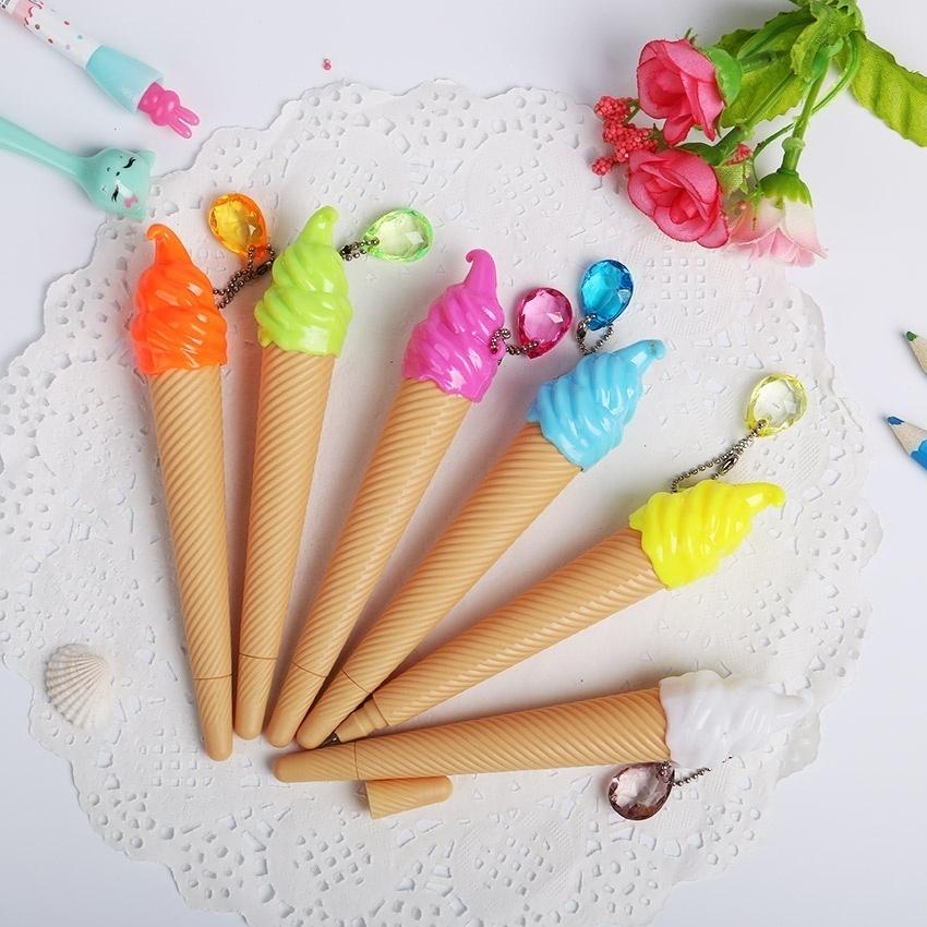 Lotto 6 Pezzi Penna Gel Gelato Cartone Animato Scrittura Carino Regalo Festa dei Bambini Penna Gel 0,38 Mm Forniture Scolastiche Accessori Ufficio