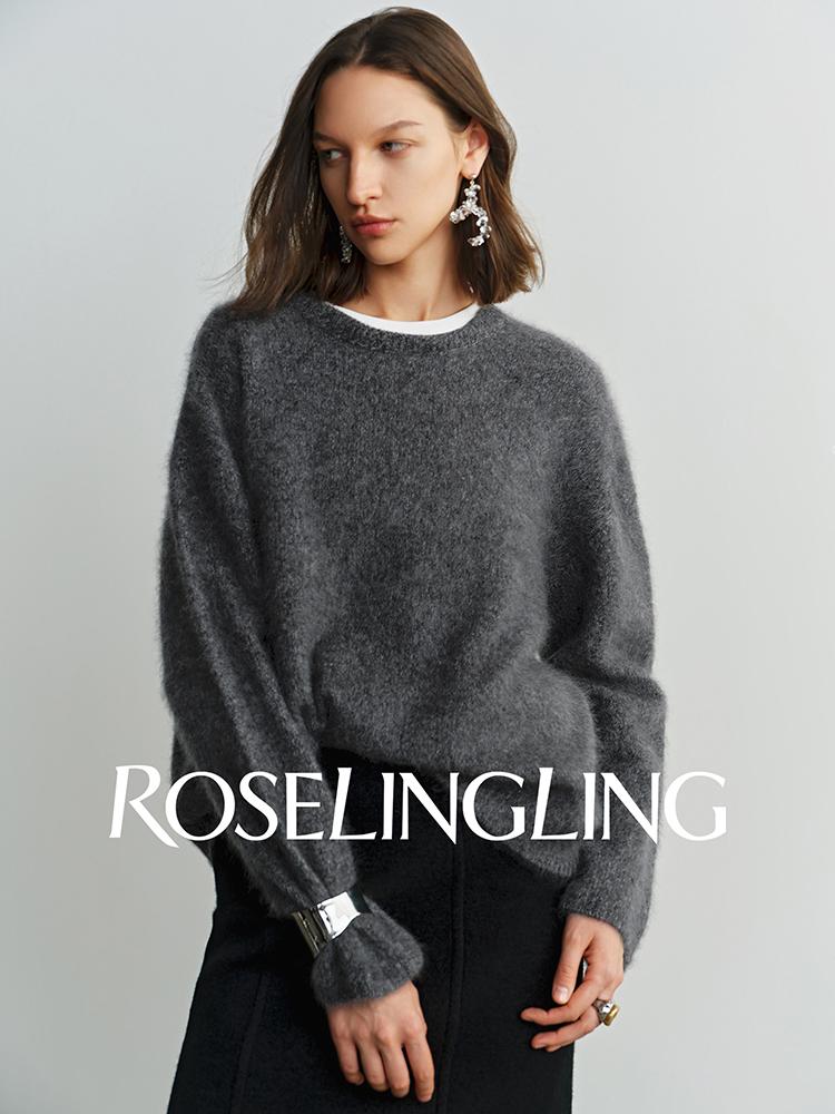 2026 Women's Loose Knit Pullover - Wool, Mulberry Silk, Cashmere Sweater with Brushed Yarn
