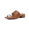 Thick heel with slippers for women's outer wear summer 2025 new low-heeled open-toed square-headed Roman sandals