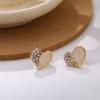Temperament Diamond-set Splicing Love Stud Earrings Silver Needles Simple Girl Design Sense Small Ear
