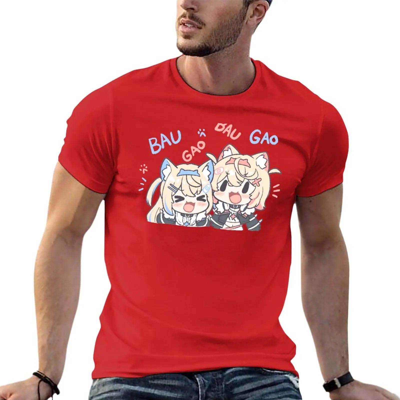 

Футболка с коротким рукавом и круглым вырезом FuwaMoco BAU GAO HoloAdvent, эстетическая одежда, футболка в стиле хиппи, мужские забавные футболки для мужчин XXXXXL красный