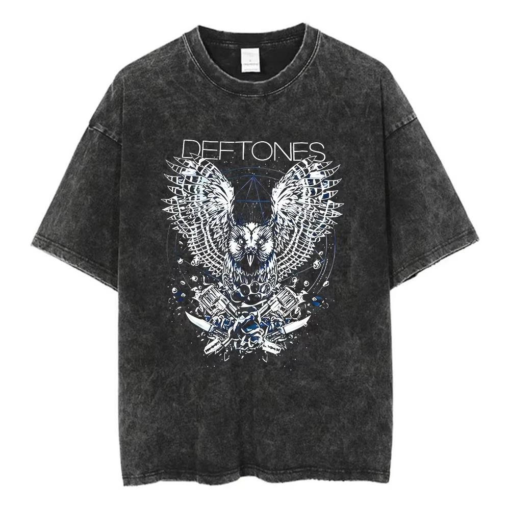 

Music Album Cover Men T-Shirt Metal Rock Clothes Cotton Wash with Water Vintage Short Sleeve Tees For Men Plus Size Tops M