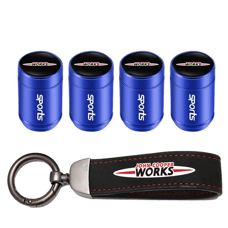 Car Tire Wheel Valve Caps Cover Suede Car Key Chain Ring Keychain For MINI WORKS One Cooper JCW R60 R59 R58 R57 R56 R55 R53 R52+