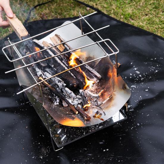 Outdoor Fireproof Mat with Handle Firewood Carrier Bag Heat-Resistant Flame Retardant Deck Patio Lawn Camping Stove BBQ