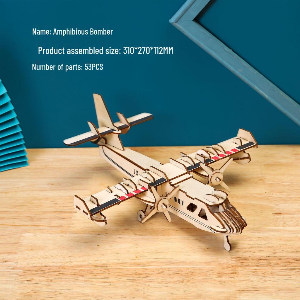 3D Wooden Fighter Bomber & Warship Puzzle Toy for Kids