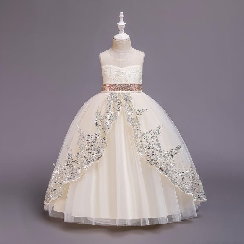Girls' Sequin Lace Flower Girl Wedding Dress