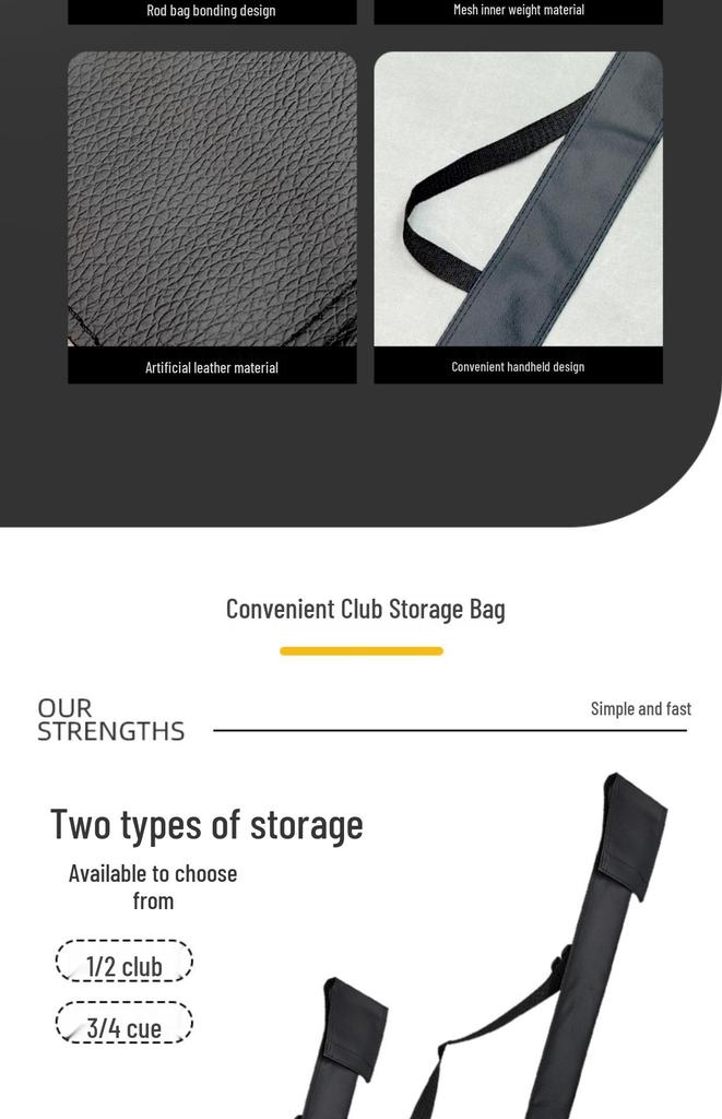 Three-Quarter Portable Billiard Cue Sleeve & Bag for Nine-ball & Big-head Cues
