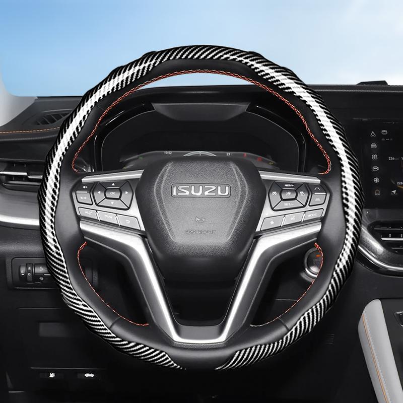 Suitable for Isuzu Carbon Fiber Texture Steering Wheel Cover Snap-On Wave-Shaped Sports Design Protective Shell D-Max Mu-X N-Series Elf Forward F-Seri