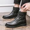 Men's Cross Martin High Top Black Leather Boots - Fashionable Round Toe Business Casual Footwear for 2025.