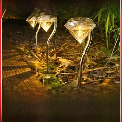 Güneş Enerjili Elmas LED Çim Işıkları, Bahçe, Veranda, Avlu için Dış Mekan RGB Renk Değiştiren Gece Işığı, Peyzaj Aydınlatması