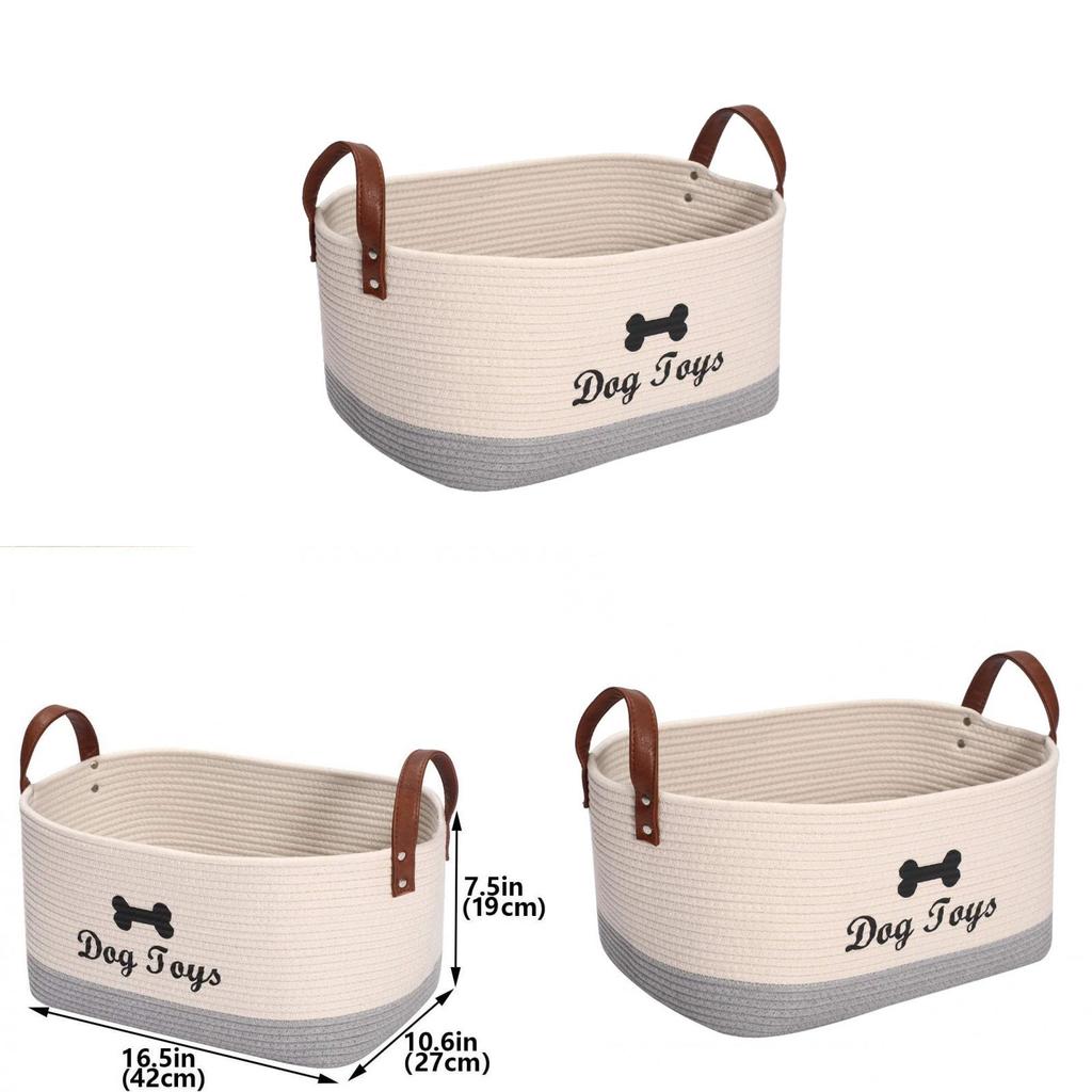 Cotton Multifunction Storage Basket With Handles For Home Organization And Toy Storage