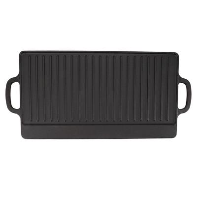 Grillplatte, doppelseitig, aus Eisen, schnelle, gleichmäßige Erwärmung, wendbare Grillplatte für Outdoor, Camping, Gas