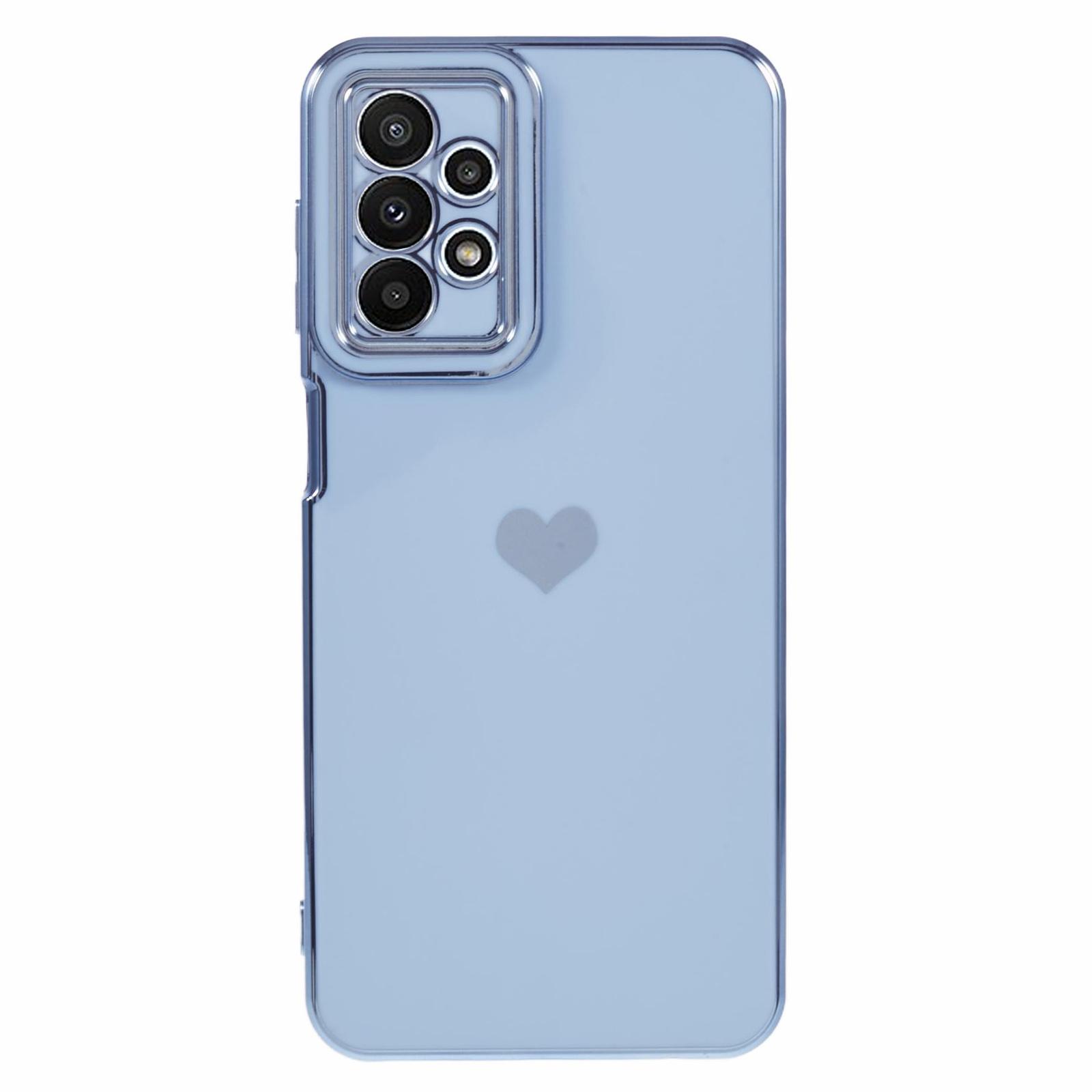 

For Samsung Galaxy A13 4G TPU Case 6D Electroplating Love Heart Anti-Dorp Phone Cover Blue