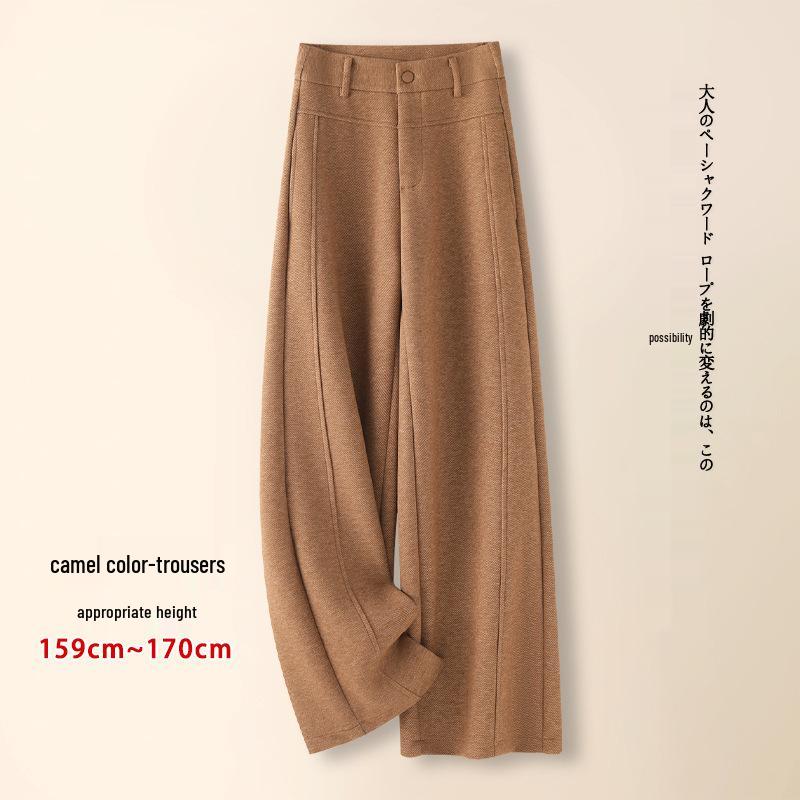 Women's Gray Cashmere Scimitar Wide-Leg Trousers – Fleece-Lined Wool for Autumn/Winter 2025