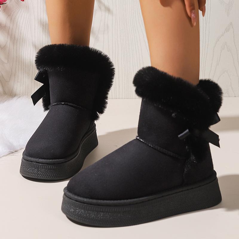 Fashion Faux Fur Winter Snow Boots Woman Non Slip Thicken Plush Ankle Boots Women 2025 Thick Bottom Warm Cotton Padded Shoes Female