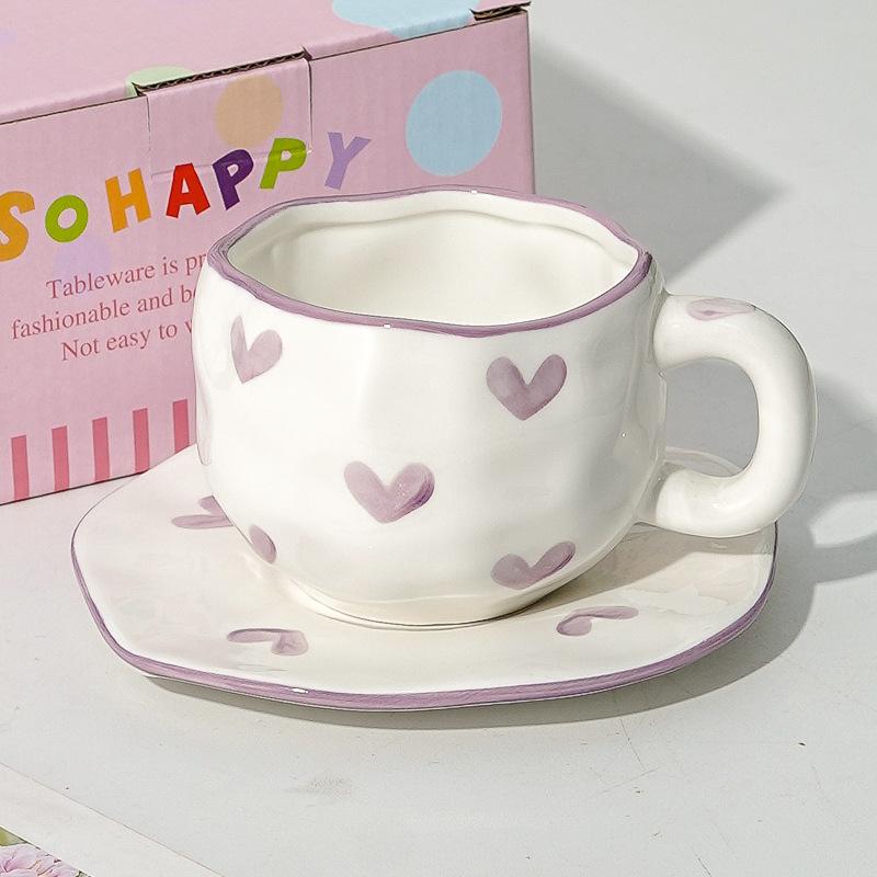 Creative Cute Flower Ceramic Coffee Mug Simple Couple Mug Exquisite Afternoon Tea Dessert Cup Office Mug Birthday Gift Art Decor