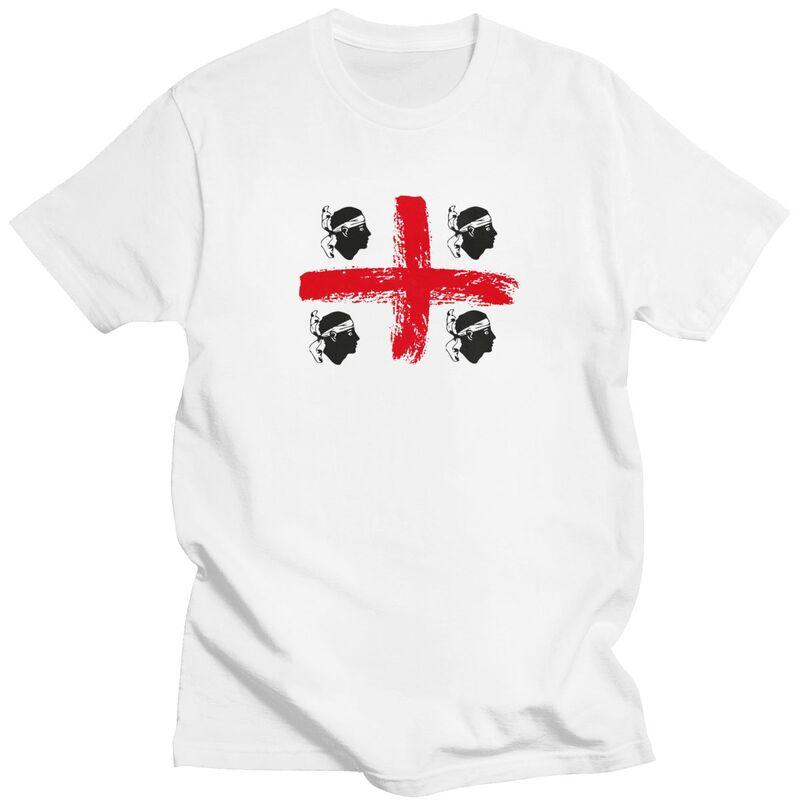 GUOYAN TOP Custom Itali&euml; Sardini&euml; Wapen T-shirt Heren Korte Mouw Sardegna Vlag Vier Moren T-shirts Tee 100% Katoen Normale Pasvorm T-shirt L