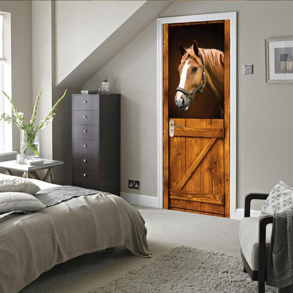 Meiji Creative Environmental Protection Stallion 3D Door Sticker Renovation Self-Adhesive Bedroom Wall Sticker Direct Sales Door Frame