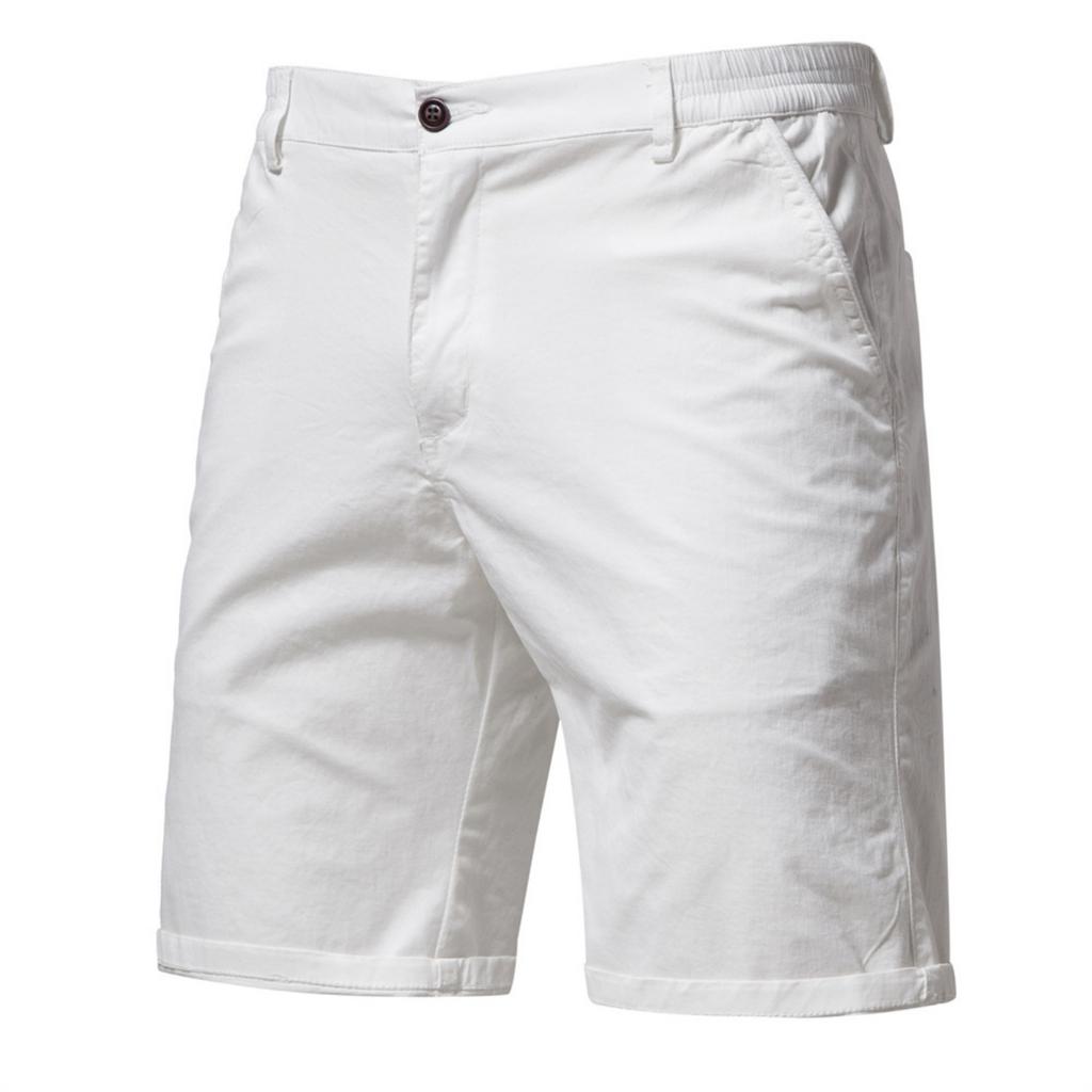 Men’s Casual Relaxed Fit Shorts with Elastic Waistband Five Pocket Design Breathable Stretch Fabric Knee Length for Everyday Wear