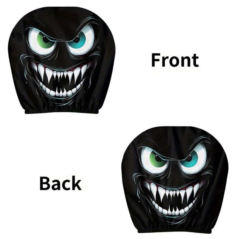 2PCS Car Headrest Covers Double-Sided Cute Funny Cartoon Eyes Car Seat Head Rest Protector for Auto Front Seat Rest Decoration