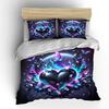 Colorful Heart and Butterfly Flames Print Bedding Set 1 Duvet Cover 2 Pillowcases for Adult and Children Luxury Gift Full Size