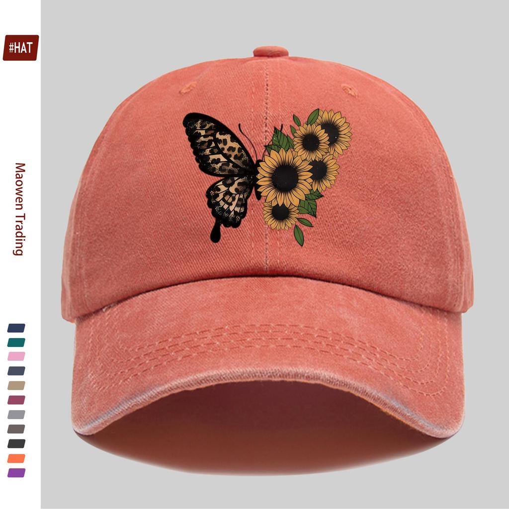Pc Unisex Sunflower And Butterfly Print Baseball Cap with Fashion Floral Design Sun Hat Party Decor Hat Comfortable Lightweig