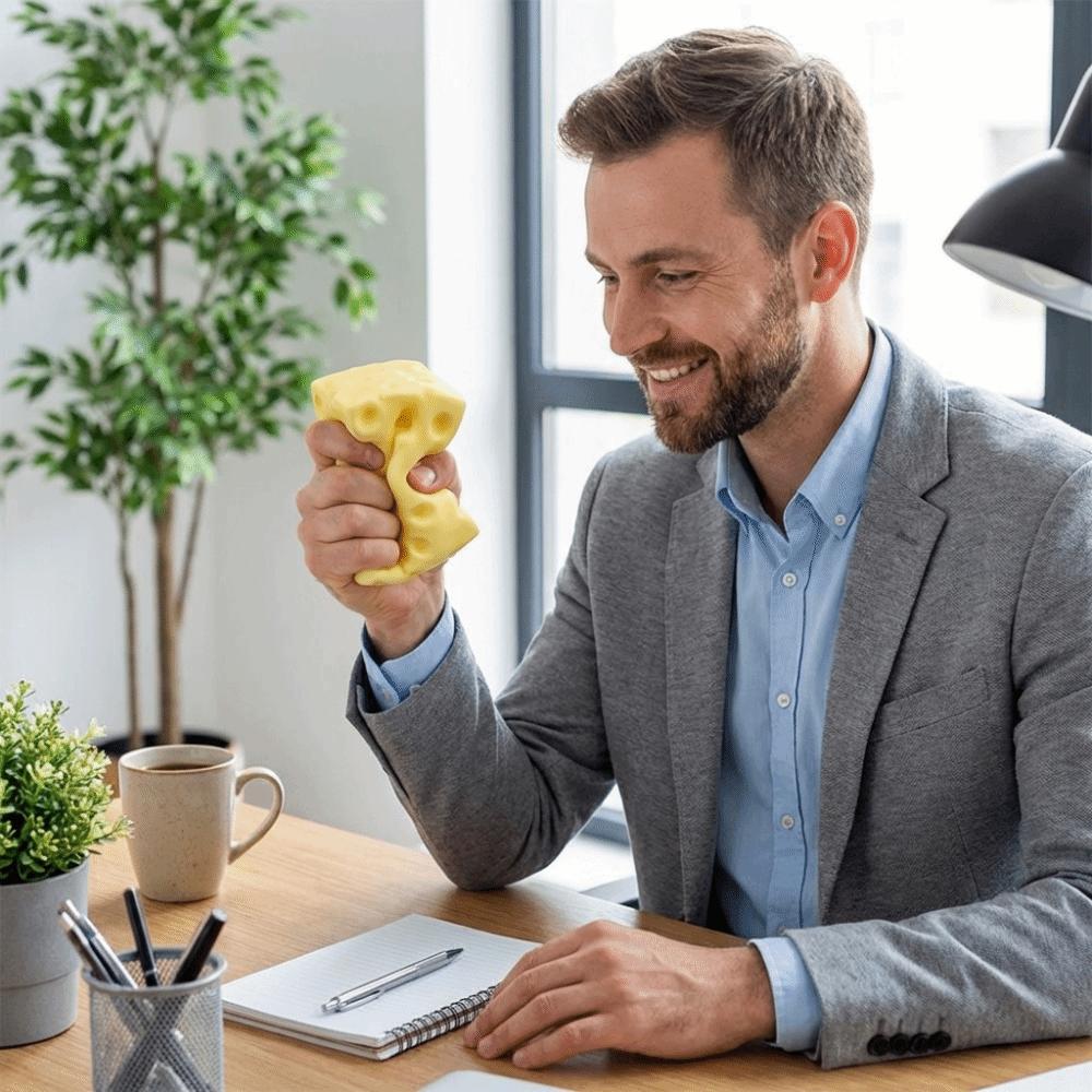 Super Soft Cheese Squeezed Cube 6/7cm Cheese Stress Ball Giant Cheese Squeeze Toy  Stress Relief