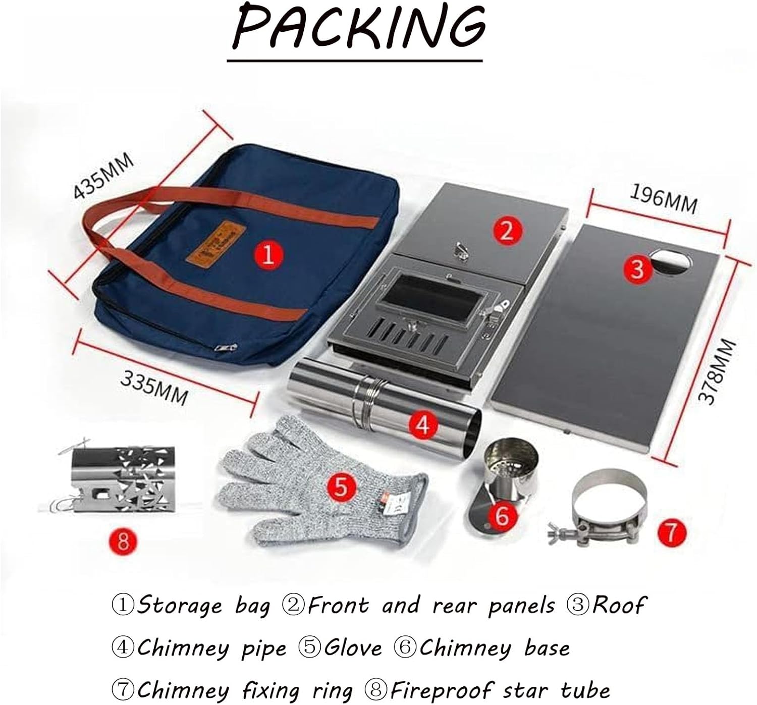 

Portable Wood Burning Stove, Mini Folding Outdoor Heater with Stainless Steel Chimney Pipes United States