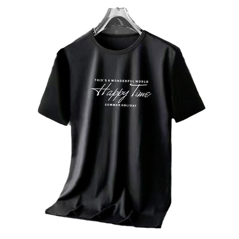 Men's Quick-Dry American Style Slim Mesh T-Shirt - Versatile Summer Ice Silk, Round Neck, Short Sleeve