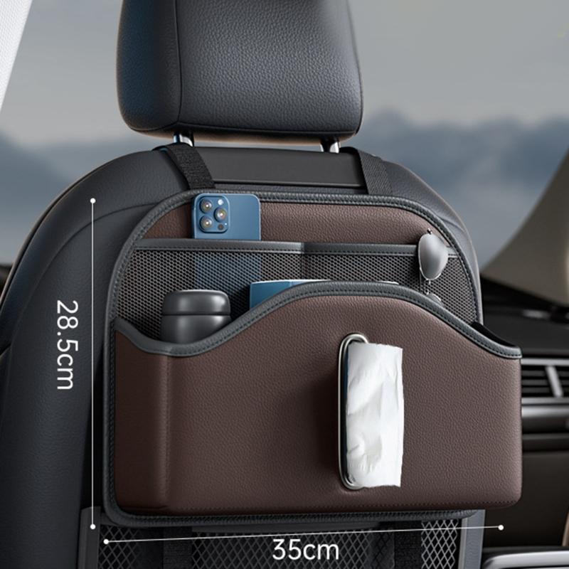 Car Tissue Holder Back Seats Organizers PU Leather Storage with Cup Holder Multifunction Car Back Seats Organizers for C