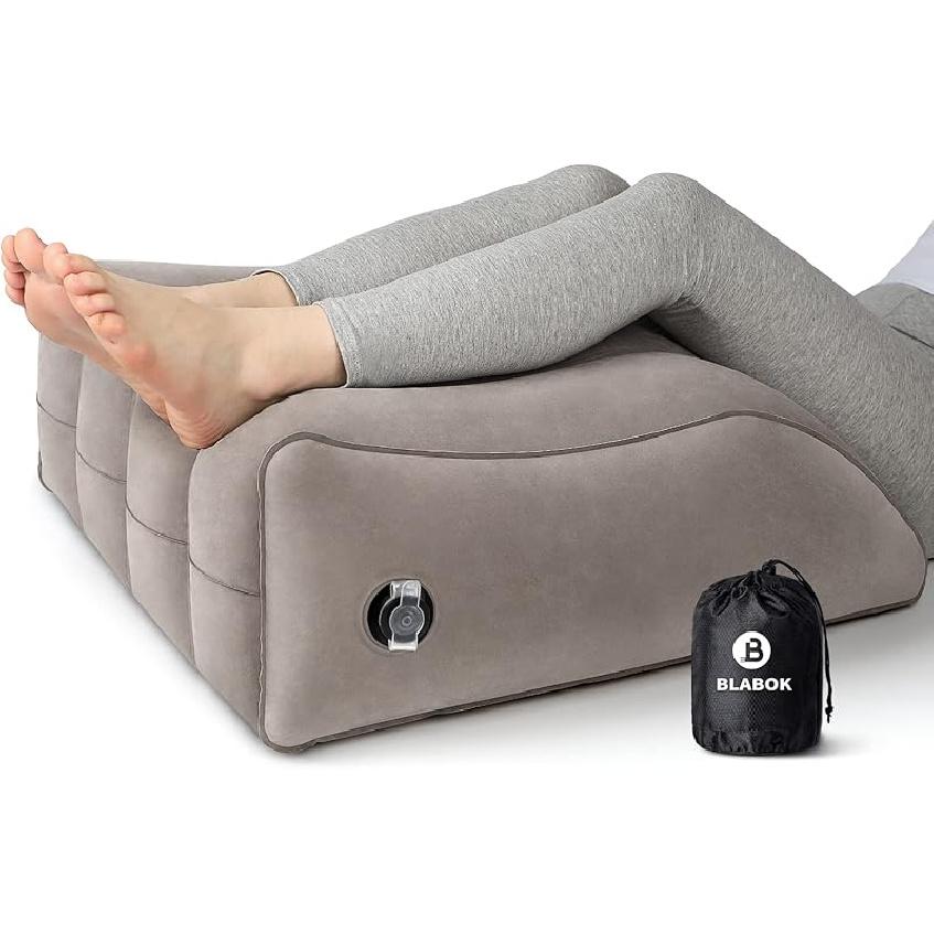 Wedge Pillow for Sleeping - Inflatable Leg Elevation Pillow for Swelling,Circulation,Leg & Back Pain Relief,Leg Support Polyvinyl Chloride Pillow for Medium