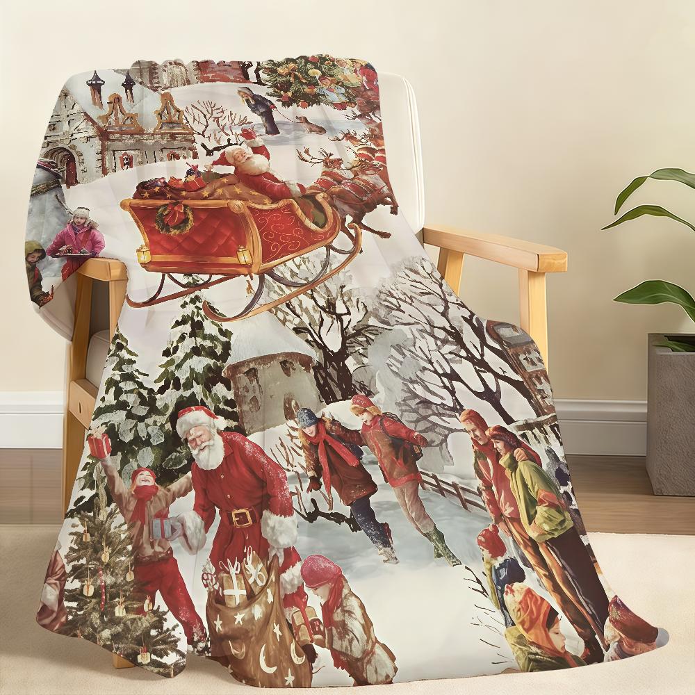 Retro Country Christmas Blanket For Soft Throw Blanket for Picnic Bed Sofa Home Bedroom Cozy Warm Comfortable