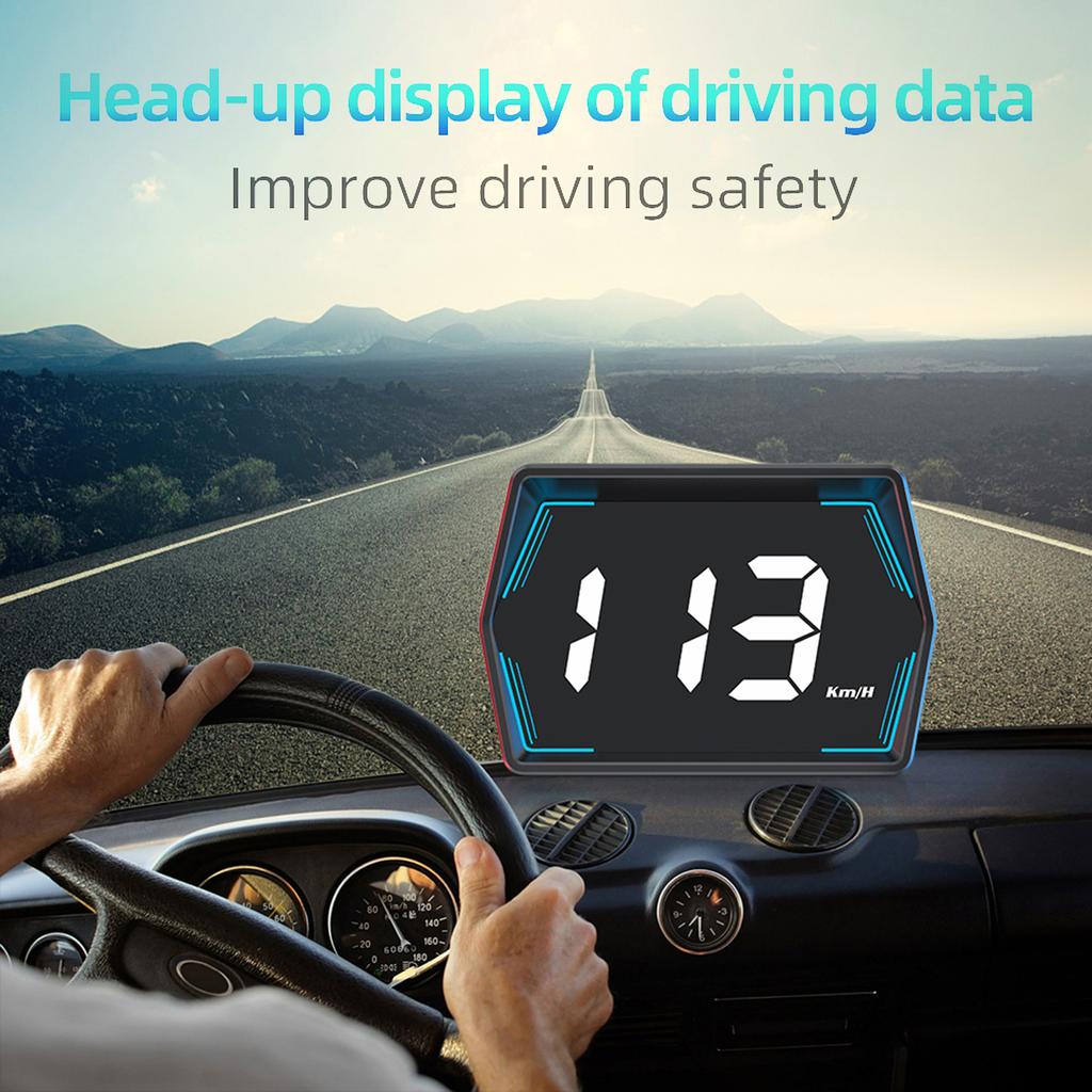 Head-Up-Display, GPS-Tachometer Universelles Auto-Head-up-Display 3 Zoll MPH Geschwindigkeitsmesser mit Kompass Geschwindigkeitsüberschreitungsalarm für