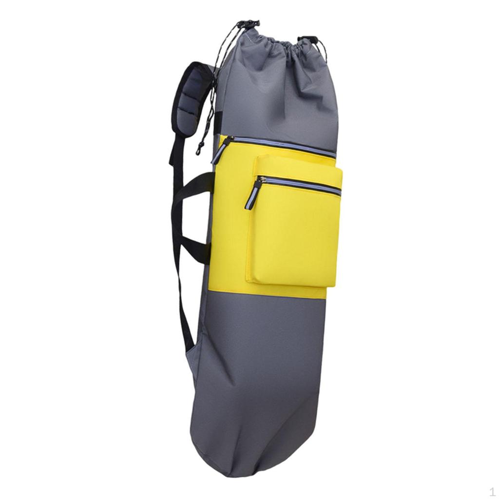 Skateboard Backpack Drawstring Closure Multifunctional Lightweight Longboard Carry Bag Organizer for