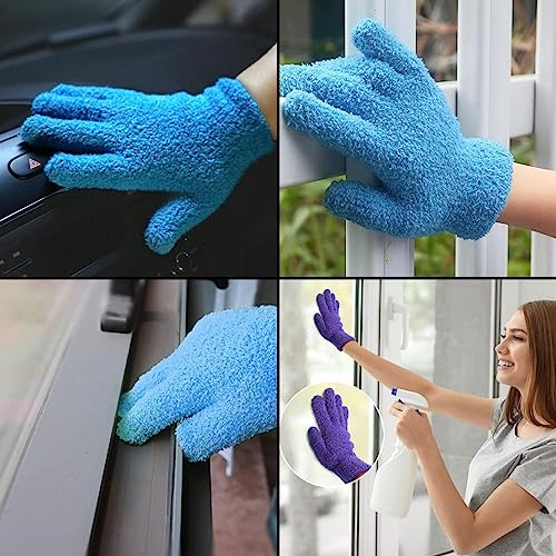 XSAJU Car Wash Gloves, Set of 2, Microfiber Cleaning Gloves, for Cleaning the Interior of the Car, Wiping Windows, Dusting, Cleaning Gloves (Gray