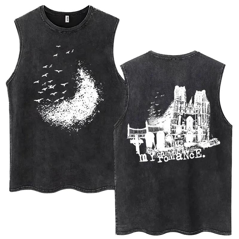 

My Chemical Romance Band Washed Tank Tops Three Cheers for Sweet Revenge Retro T-shirt Men Women Loose T Shirt 3XL
