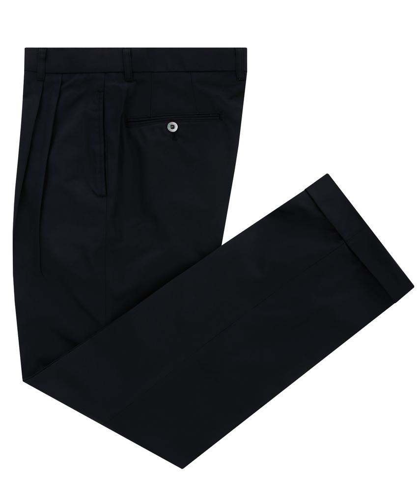BELLIEF Essential Cotton Two Tuck Chino Pants (Navy)