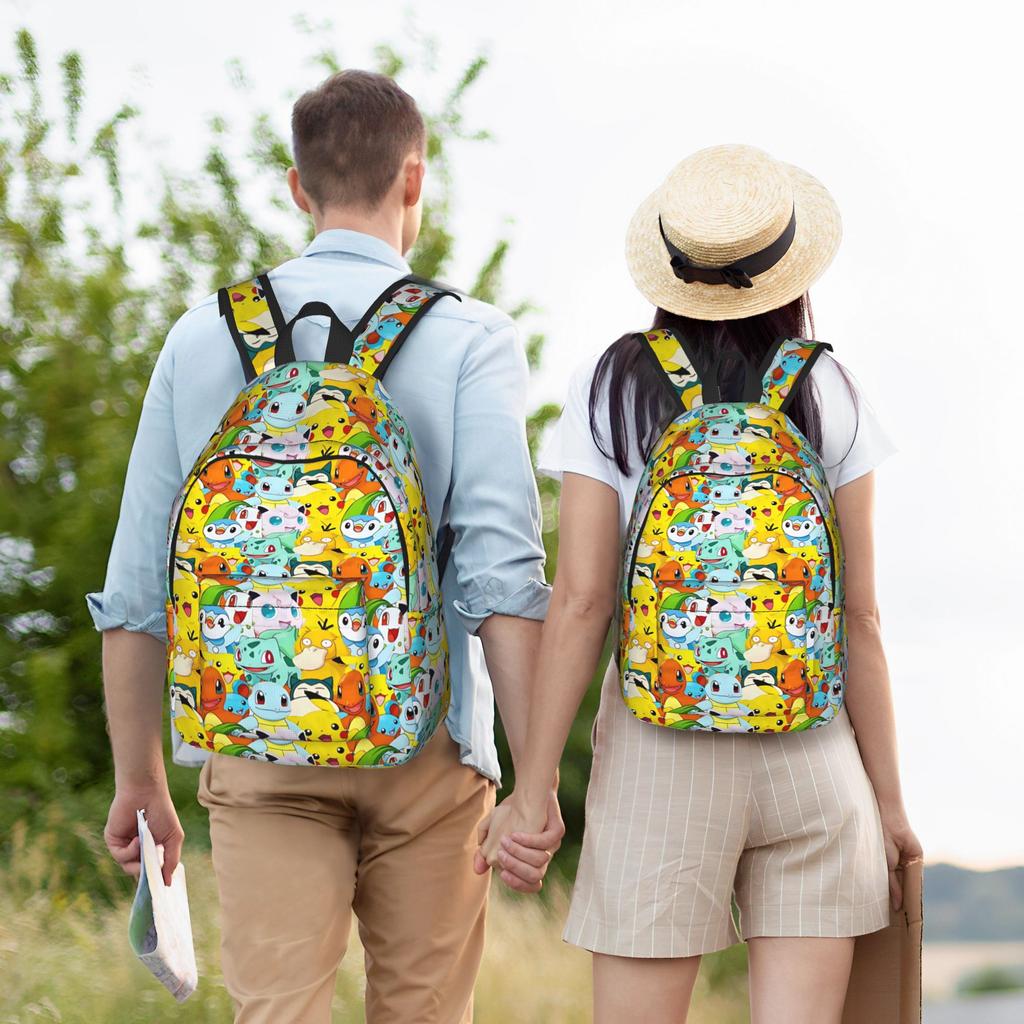 Fashion Cartoon Pokemon Theme Backpack Mochilas Dual-Use School Large Capacity Rucksack