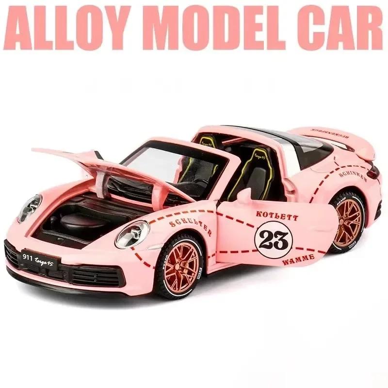 1:32 Taycan Targa 4S Alloy Sports Car Model Toy Diecast Metal Sound Light Pull Back Miniature Vehicles Boy Christmas Gifts