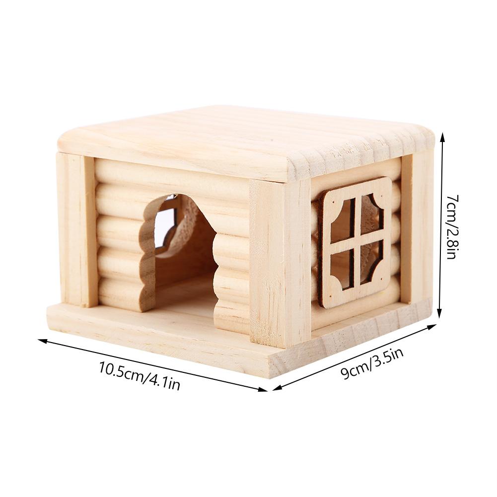 1Pc Natural Wooden Hamster House Flat Top Cabin Rat Hut Mouse Cage for Small Pet Toys
