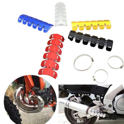 Motosiklet Egzoz Susturucu Boru Koruyucu Metal Isı Kalkanı Kapağı 3 Kelepçe ile