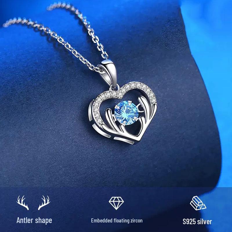 Deer with You Sterling Silver Necklace - Bouncing Heart Pendant, Ideal Gift for Women, Girlfriend's Birthday, or Christmas.