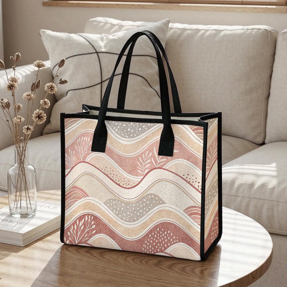 Women's Fashion Wave Pattern Tote Large Casual Daily Use Handbag for Shopping Travel Commute