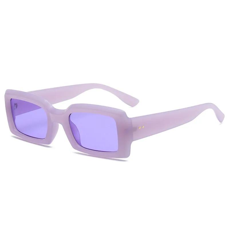 Retro Small Rectangle Sunglasses Women Men Trendy Jelly Color UV400 Square Green Purple Sun Glasses