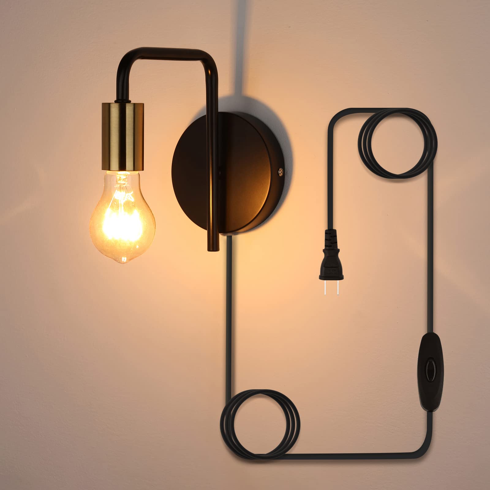 

tniopslife Bracket Light, Wall Lamp, Outlet-Type, Entryway Light, Stylish Wall Lamp with OnOff Switch, E26 Base, No Installation Required (Retro-B)