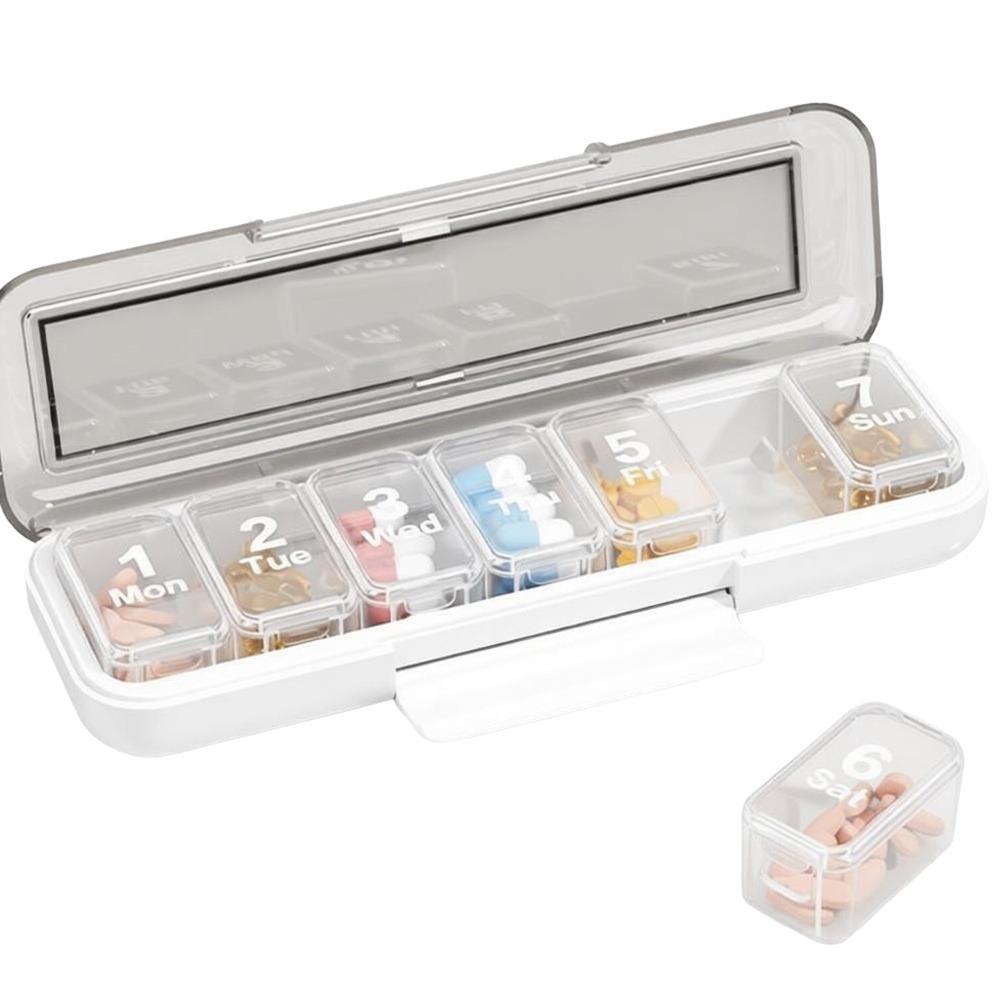 

Divided Weekly Pill Organizer Dustproof Pill Storage Container At Time First Aid Kit белый