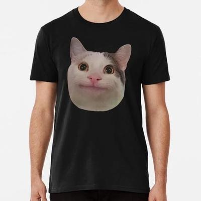 T-shirt Meme Chat Beluga Visage Souriant Top Unisexe Fabriqué aux États-Unis 100% Coton T-shirt Tops pour Hommes
