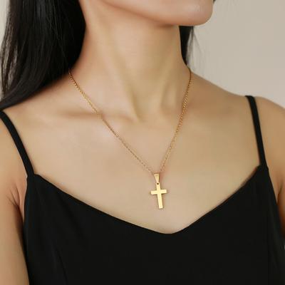 New Fashion Small Cross Pendant Female Gold Silver Color Stainless Steel Christian Necklace For Women Religious Jewelry Gift