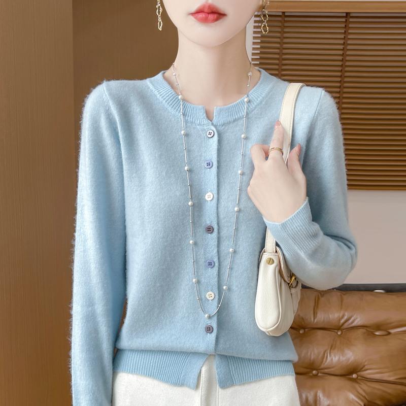 QingHe Cashmere Women's 30% Cashmere Cardigan - Soft & Warm Wool Blend Sweater