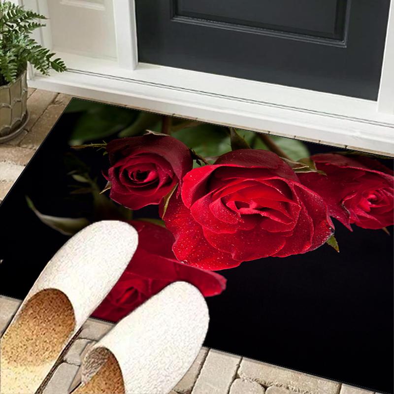 Gothic Rose Artwork Office Rug Chair Mat, Entryway Carpet, Suitable for Front Door, Bedroom, Living Room, Desk, Holiday Gift